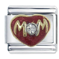 Italian Charms - mom heart rhinestone italian charm Image.