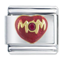 Italian Charms - mom red purple rhinestone italian charm Image.