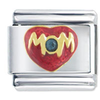 Italian Charms - mom blue rhinestone italian charm Image.