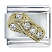 Italian Charms - rhinestone gold sandal italian charm Image.