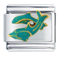 Italian Charms - swimming dolphins italian charm Image.