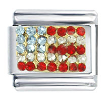 Italian Charms - rhinestone usa flag italian charm Image.
