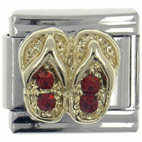 Italian Charms - red crystal beach sandals italian charm Image.