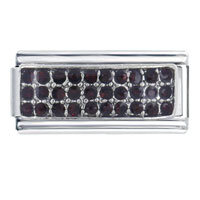 Italian Charms - silver plated january garnet color birthstones studded italian charm Image.