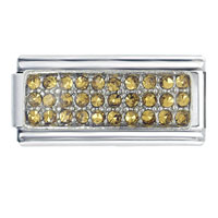 Italian Charms - silver plated november topaz color birthstone studded italian charm Image.