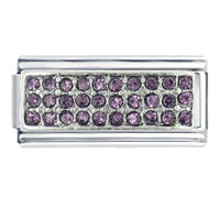 Italian Charms - silver plated february amethyst color birthstone studded italian charm Image.
