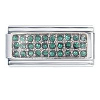 Italian Charms - silver plated may emerald color birthstone studded italian charm Image.