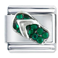 Italian Charms - green rhinestone sandal italian charm Image.