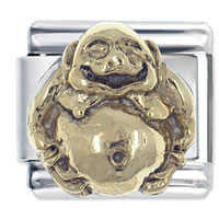 Italian Charms - gold laughing buddha italian charm Image.