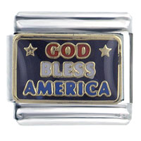 Italian Charms - gold plated god bless america italian charm Image.