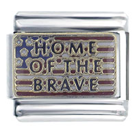 Italian Charms - gold plated home of the brave italian charm Image.