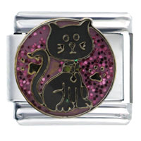Italian Charms - black kitty cat italian charm Image.