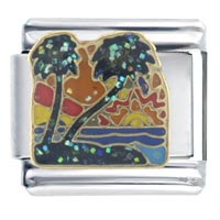 Italian Charms - sunset beach italian charm Image.