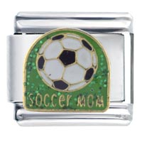 Italian Charms - hand painted soccer mom italian charm Image.