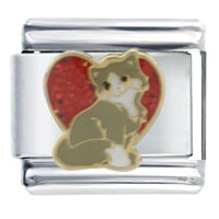 Italian Charms - cat in heart italian charm Image.