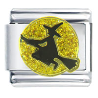 Italian Charms - halloween witch on broom italian charm Image.