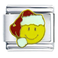 Italian Charms - happy face santa italian charm Image.