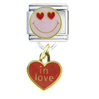 Italian Charms - happy face in love italian charm Image.