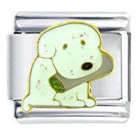 Italian Charms - puppy with newspaper italian charm Image.