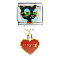 Italian Charms - sassy cat italian charm Image.