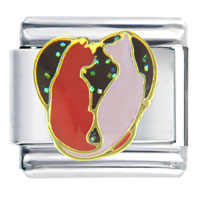 Italian Charms - love cats in heart italian charm Image.