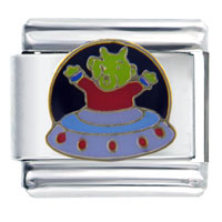 Italian Charms - flying saucer alien italian charm Image.