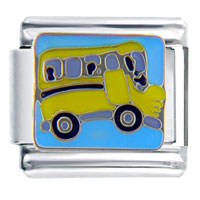 Italian Charms - yellow school bus italian charm Image.
