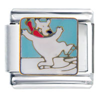 Italian Charms - ice skating polar bear italian charm Image.