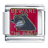 Italian Charms - beware the bear italian charm Image.