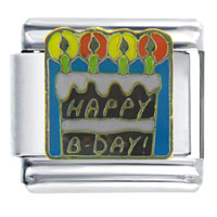 Italian Charms - happy b day cake italian charm Image.