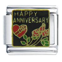 Italian Charms - happy anniversary rose italian charm Image.