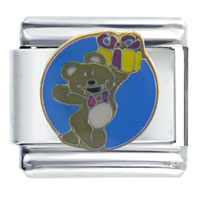 Italian Charms - teddy bear with gift italian charm Image.