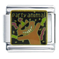 Italian Charms - party animal cat italian charm Image.