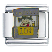 Italian Charms - girl and lemonade stand italian charm Image.