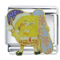 Italian Charms - spongebob snowboard christmas licensed italian charm Image.