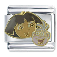 Italian Charms - dora the explorer and boots head licensed italian charm Image.