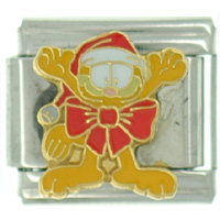 Italian Charms - garfield with red bow christmas italian charm Image.