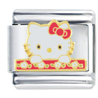Italian Charms - hello kitty peeking italian charm Image.