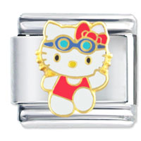 Italian Charms - hello kitty swimming licensed italian charm Image.