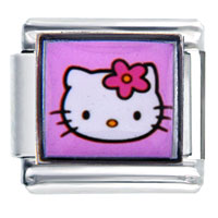 Italian Charms - pink hello kitty with flower licensed italian charm Image.