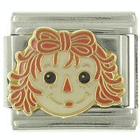 Italian Charms - raggedy ann smiling italian charm Image.