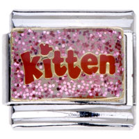 Italian Charms - pink kitten letter italian charm bracelets Image.
