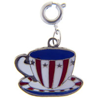 Kids Jewelry - usa flag cup &amp; saucer clasp charm Image.