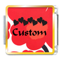 Italian Charms - red flower custom photo italian charm Image.