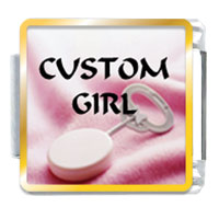 Italian Charms - pink baby rattle custom photo italian charm Image.
