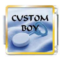 Italian Charms - blue baby rattle custom photo italian charm Image.