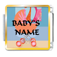 Italian Charms - baby carriage custom photo italian charm Image.