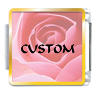 Italian Charms - pink rose custom photo italian charm Image.
