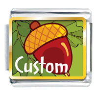 Italian Charms - autumn acorn on tree photo italian charm Image.