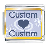 Italian Charms - heart and snowflakes photo italian charm Image.
